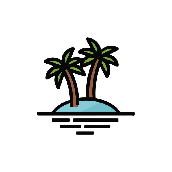 Deserted Island Palm Trees Vector Design — Stock Vector