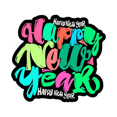 Mutlu yeni yıl el yazı banner.