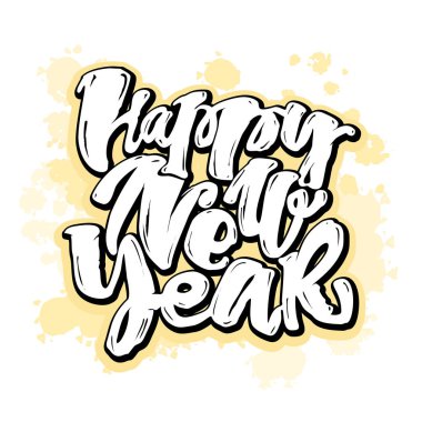 Mutlu yeni yıl el yazı banner.