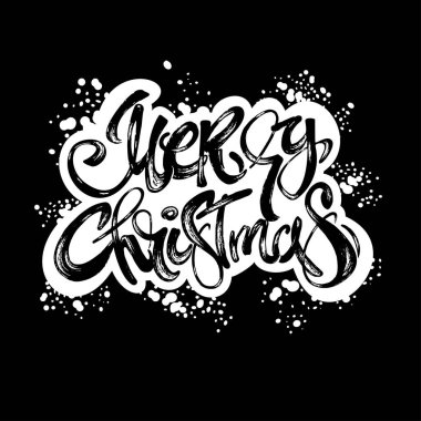 Neşeli Noel modern yazı tebrik kartı. 