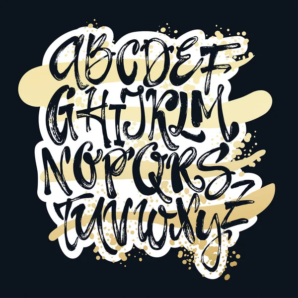 Cartaz de alfabeto, tinta escova seca caligrafia moderna artística imprimir —  Vetores de Stock