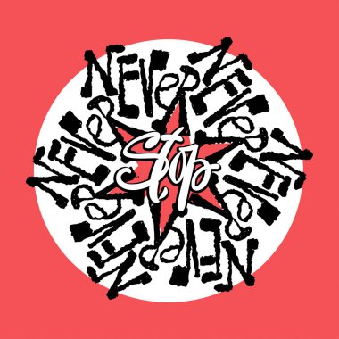 Mandala stil promosyon zorlanmak yazı kaligrafik durdurmak asla