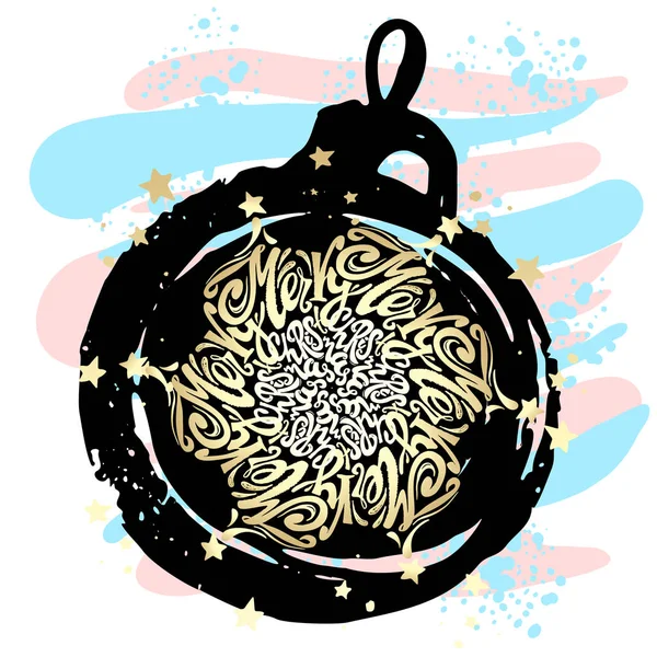 Neşeli Noel mandala stil kaligrafi yazı içinde dairesel — Stok Vektör