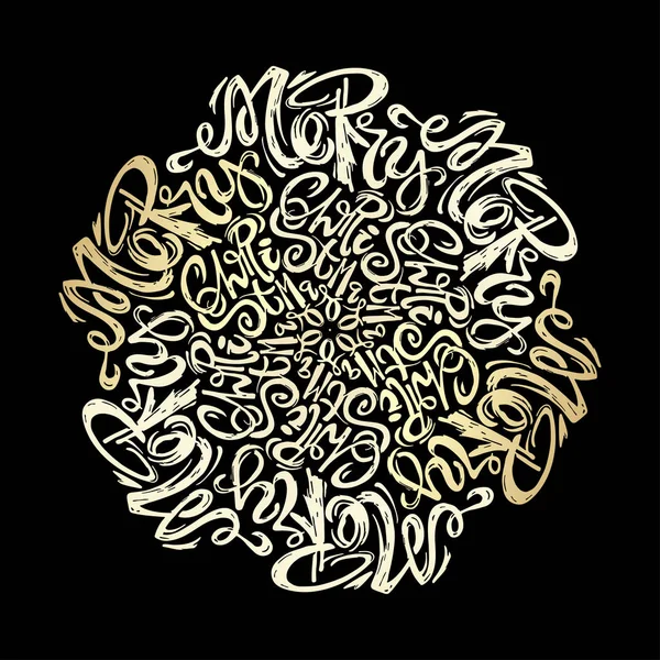 Merry Christmas mandali styl kaligraficzna napis z żyłką w — Wektor stockowy