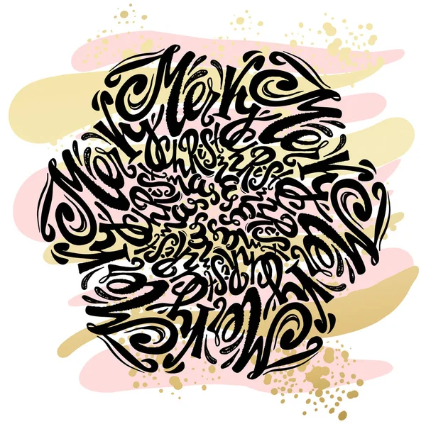 Merry Christmas mandala stijl kalligrafische letters circulaire in — Stockvector