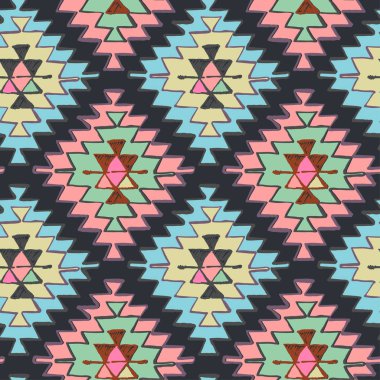 Sorunsuz imkanı el doodle tarzı çizilmiş kabile navajo desen.