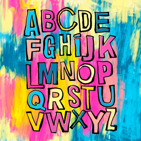 Afiche del alfabeto, pincel seco tinta artística moderna caligrafía imprimir — Vector de stock