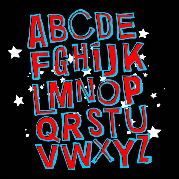 Afiche del alfabeto, pincel seco tinta artística moderna caligrafía imprimir — Vector de stock