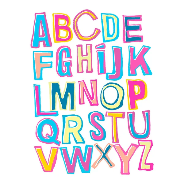 Poster alphabet, encre de brosse sèche impression calligraphie artistique moderne — Image vectorielle