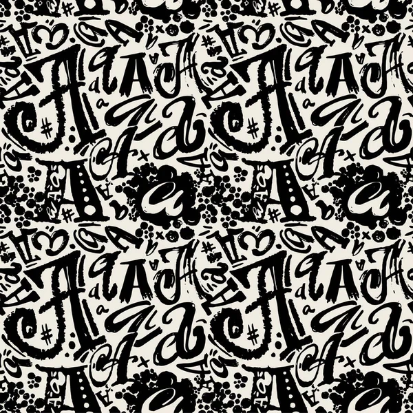シームレスなアルファベット ポスター、ドライブラシ インクの芸術的なモダンなカリグラ — ストックベクタ
