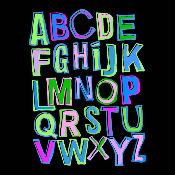 Poster alphabet, encre de brosse sèche impression calligraphie artistique moderne — Image vectorielle