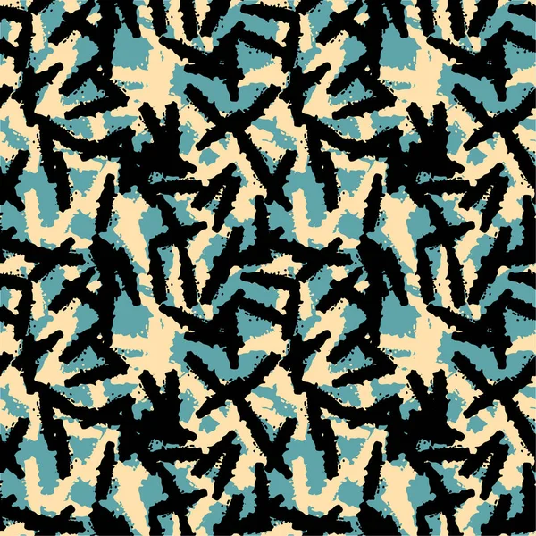Sömlös kamouflage doodle mönster grunge konsistens. — Stock vektor