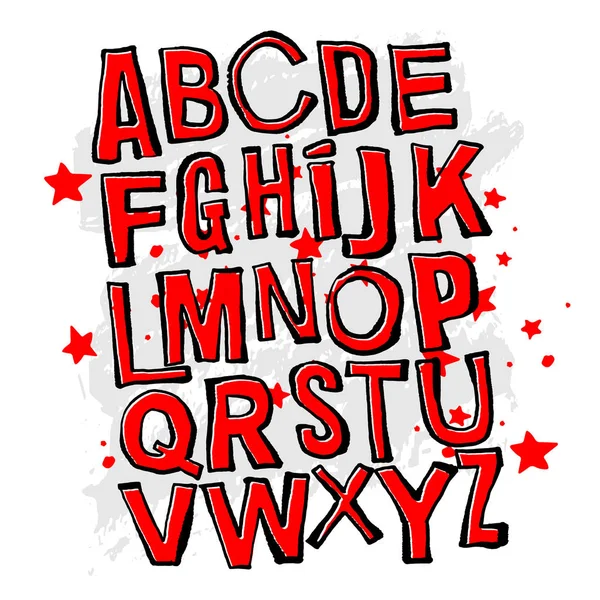 Afiche del alfabeto, pincel seco tinta artística moderna caligrafía imprimir — Archivo Imágenes Vectoriales