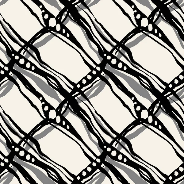 Seamless brushpen doodle pattern grunge texture.Trendy modern in — Stock Vector