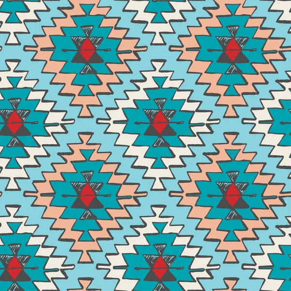 Seamless hand getekende tribal navajo patroon in doodle stijl. — Stockvector