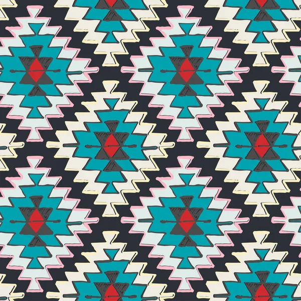 Seamless hand getekende tribal navajo patroon in doodle stijl. — Stockvector