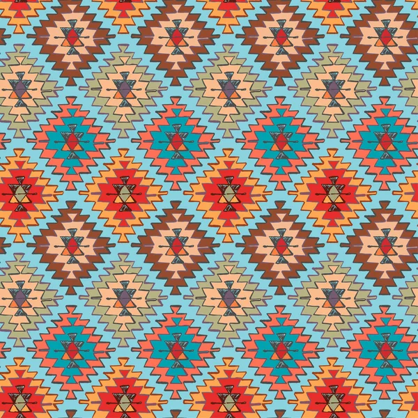 Nahtlos handgezeichnetes Stammesnavajo-Muster im Doodle-Stil. — Stockvektor