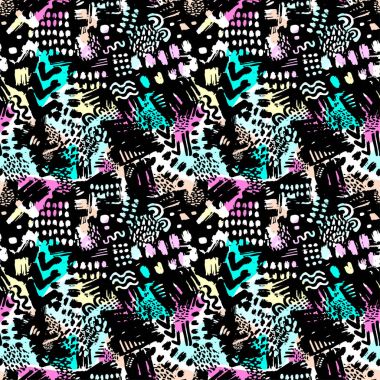 Memphis tarzı el çekilmiş dokulu seamless modeli