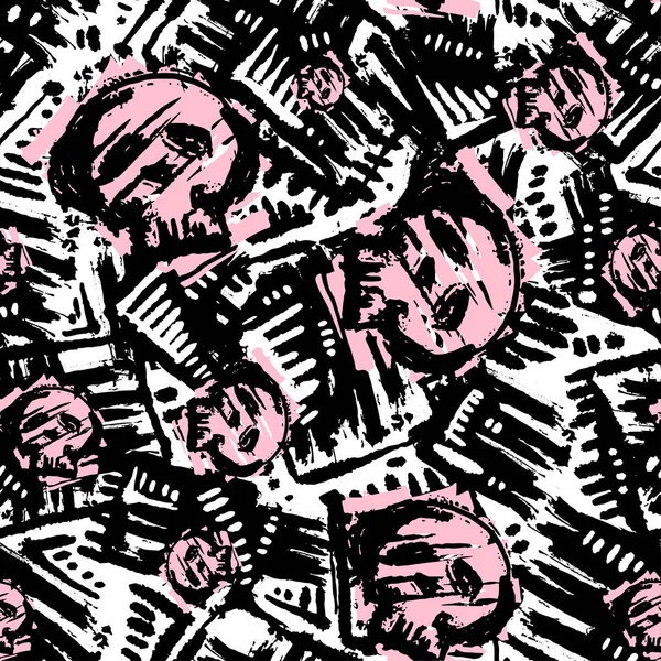 Sorunsuz kafatasları Tekstil doodle desen doku