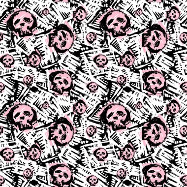 Sorunsuz kafatasları Tekstil doodle desen doku