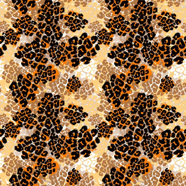 Безшовний пензлик текстильний леопард візерунок гранжева текстура — стоковий вектор