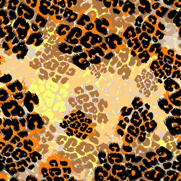 Pincel sin costura textil patrón de leopardo textura grunge — Vector de stock