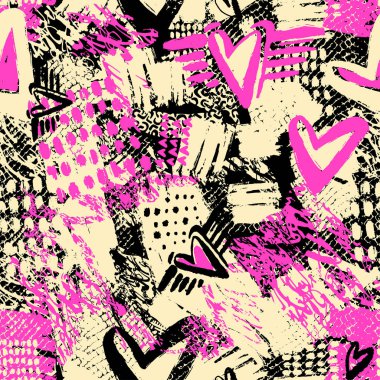 Sorunsuz yinelenen Tekstil mürekkep fırça darbeleri desen doodle g