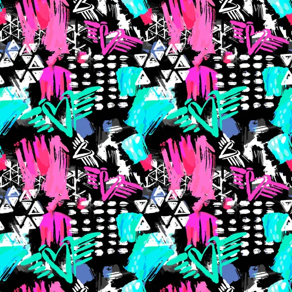 Brushpen άνευ ραφής κλωστοϋφαντουργικών doodle μοτίβο grunge υφή — Διανυσματικό Αρχείο