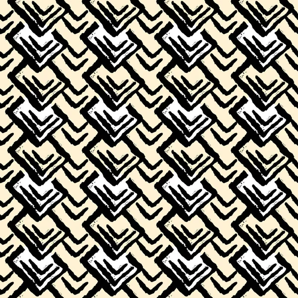 Naadloze herhalende textiel, inkt penseelpatroon lijnen in doodle grunge textuur — Stockvector