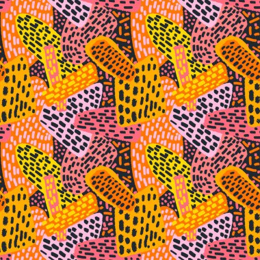 Memphis tarzı el çekilmiş dokulu seamless modeli