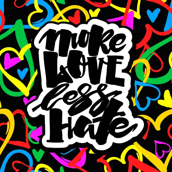 Meer liefde haat minder. Gay pride belettering kalligrafische concept, ik — Stockvector