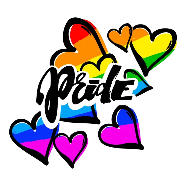 Gay pride rainbow colored hearts  pattern. — Stock Vector