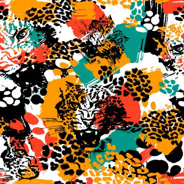 Leopar egzotik kedi seamless modeli. 