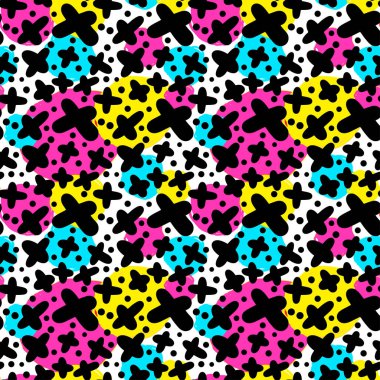 Memphis tarzı el çekilmiş dokulu seamless modeli