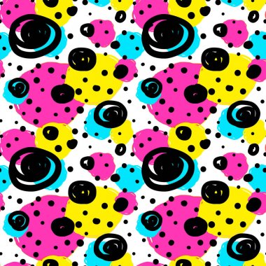 Memphis tarzı el çekilmiş dokulu seamless modeli