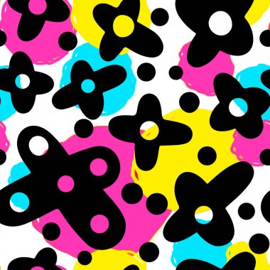 Memphis tarzı el çekilmiş dokulu seamless modeli