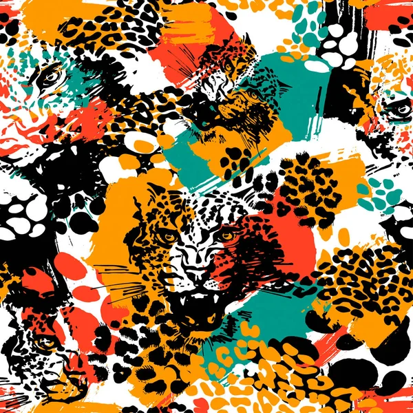 Leopar egzotik kedi seamless modeli. 