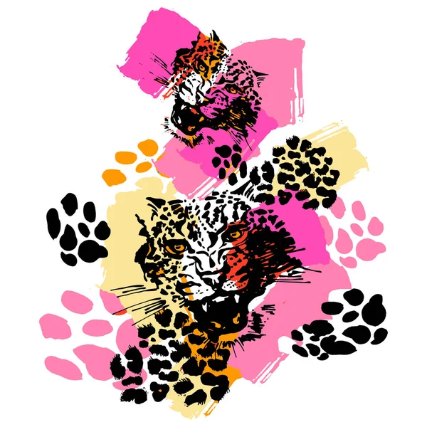 Εξωτικά άγρια γάτα μοτίβο Leopard. — Διανυσματικό Αρχείο