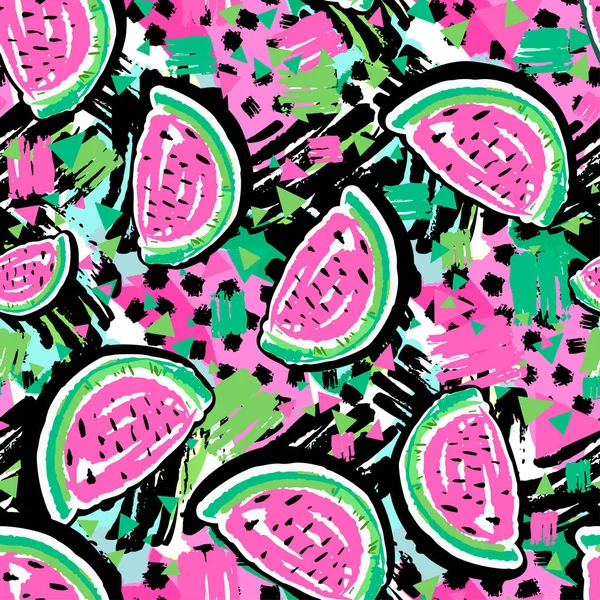 Wassermelone nahtloses Muster. — Stockvektor