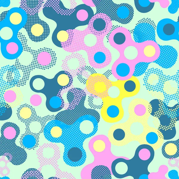 Fidget spinner motif sans couture dessiné à la main — Image vectorielle