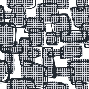 Vektör Dikişsiz Pop Art 1960'larda mürekkep çizilen desen. El exp boyalı