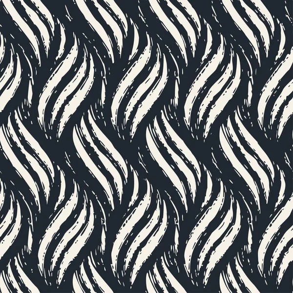 Vector sömlös randig bläck ritade eleganta vågor mönster. Hand pai — Stock vektor