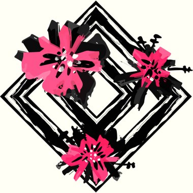 Etkileyici pembe mürekkep ve suluboya trendy se çiçek el boyalı