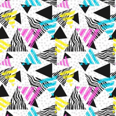 Memphis tarzı el çekilmiş dokulu seamless modeli