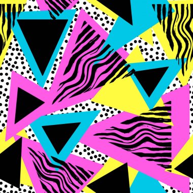 Memphis tarzı el çekilmiş dokulu seamless modeli