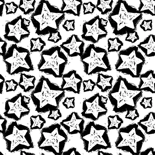 Зоряний безшовний візерунок. Текстильна текстура мазків чорнила в каракулі — стоковий вектор