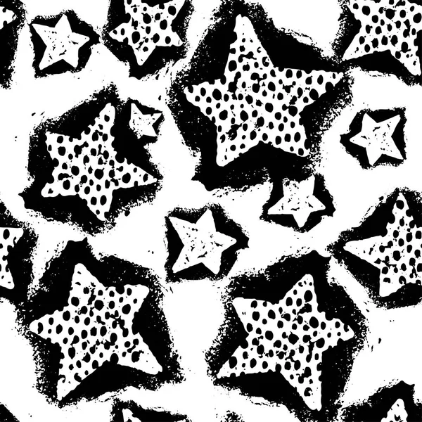 Csillag varrat nélküli Pattern.Textile szabadkézi ecset ütések textúra doodl — Stock Vector