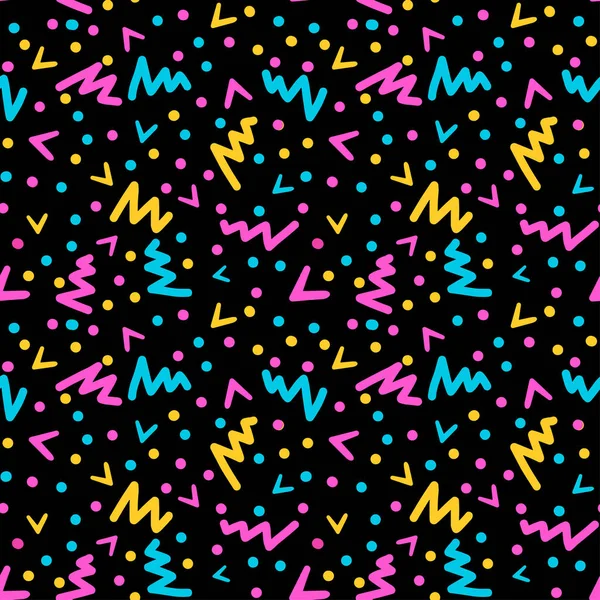 Memphis-Stil Hand gezeichnet texturierte nahtlose Muster — Stockvektor
