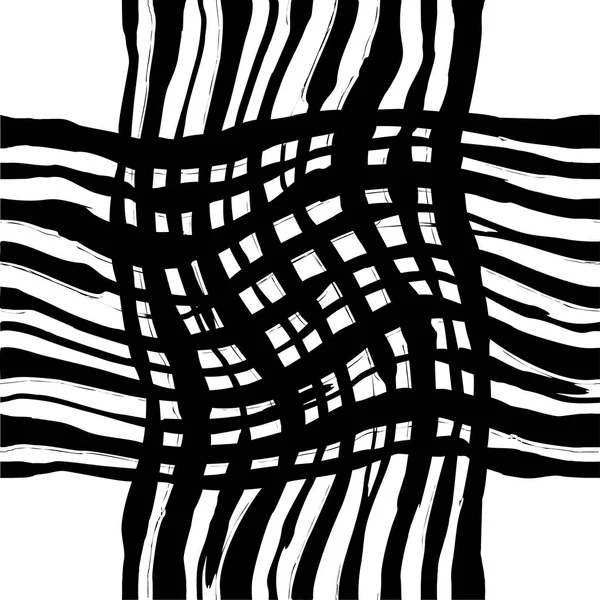 Geometrische naadloze vector borstel geschilderd vormen patroon. Zwart in — Stockvector