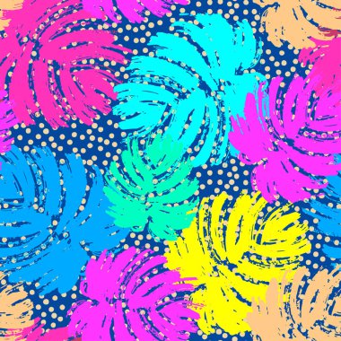 Palmiye yaprakları yaz funky seamless modeli.